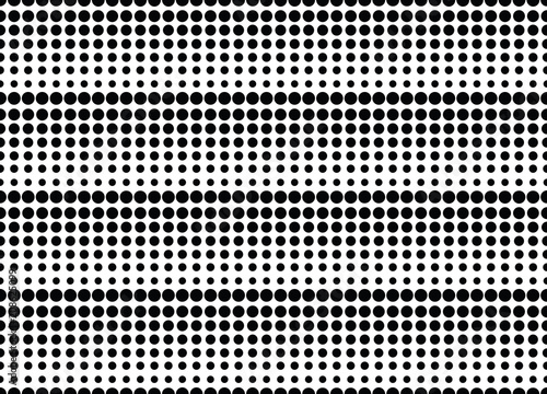 Seamless dots, horisontal striped pattern of dots, halftone pattern, geo, geometric seamless print in black and white color, web site seamless texture, overlay vector textured background 