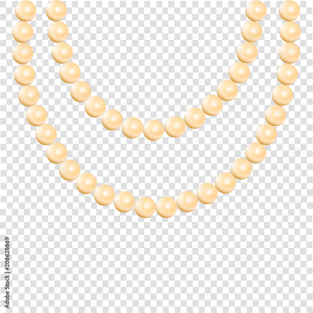 Obraz premium Pearl necklace isolated on transparent background, stock illustration vector