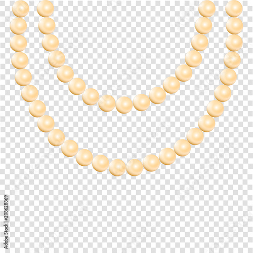 Pearl necklace isolated on transparent background, stock illustration vector