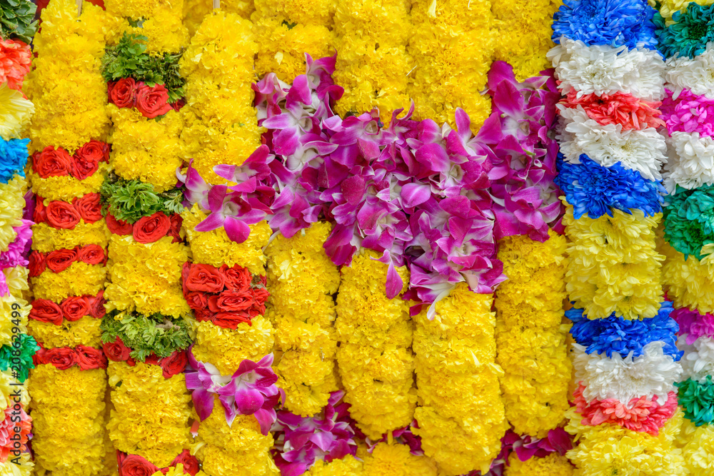 Garlands for sale at a market in Singapore.