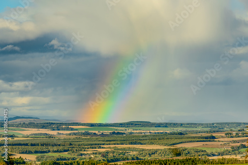 A summer storm and rainbow in Perthshire  Scotland.