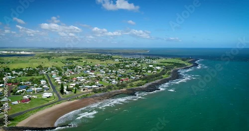 Burnett Heads, Queensland / Australia - December 2017 - Aerial Footage flying up the Burnett Heads Coastline
