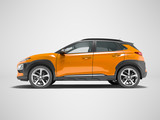 Modern orange car crossover 3d render on gray background with shado