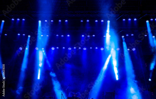 Light equipment on stage for concerts and discos.
