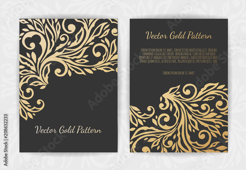 Set of Black and Gold Design Templates for Brochures, Flyers, Logo, Banners. Abstract Modern Backgrounds. © Anastasiya 