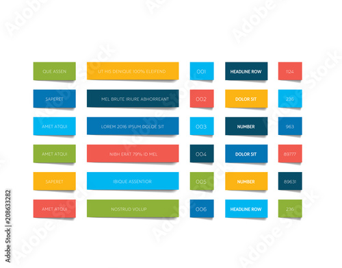 Table, schedule, tab, planner, infographic design template. Vector.