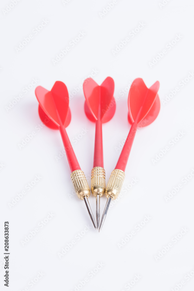 Three red darts on a white background Three red darts on a white background