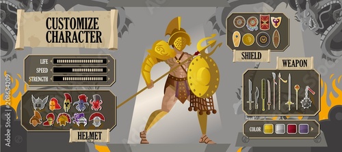 videogame ui customize character screen