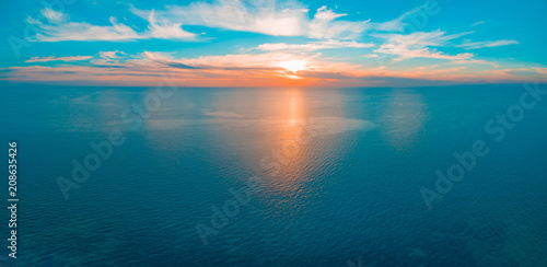 Minimal aerial panorama - seascape sunset over ocean © Greg Brave