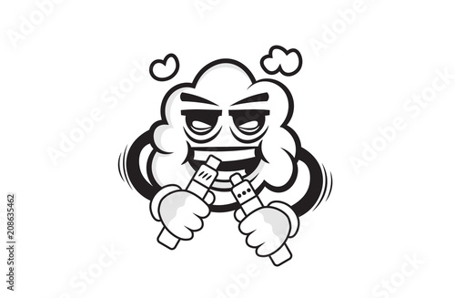 Vape cloud man character. Cloud vape vector illustration