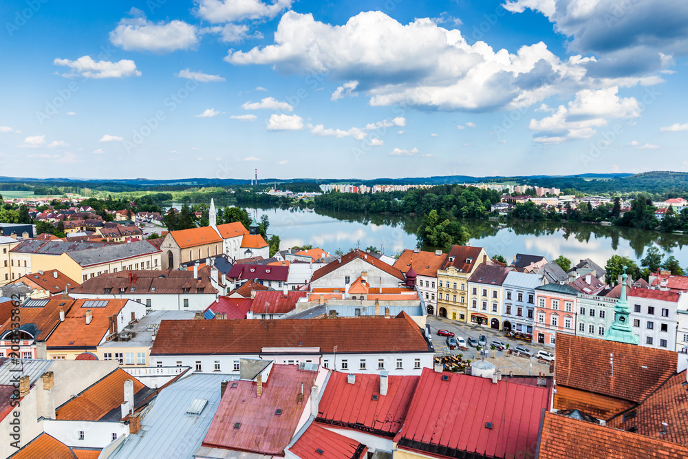 Aerial view of Jindrichuv Hradec. City in South Bohemian region, Czech Republic, Central Europe.
