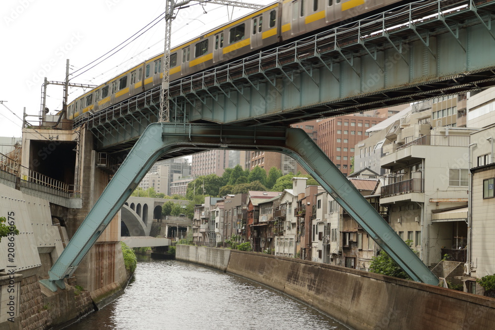 Obraz premium 川にかかる鉄道橋