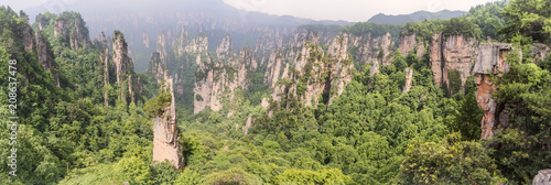 Obraz na płótnie Panorama: Tianzi Mountain column karst at Wulingyuan Scenic Area, Zhangjiajie Na