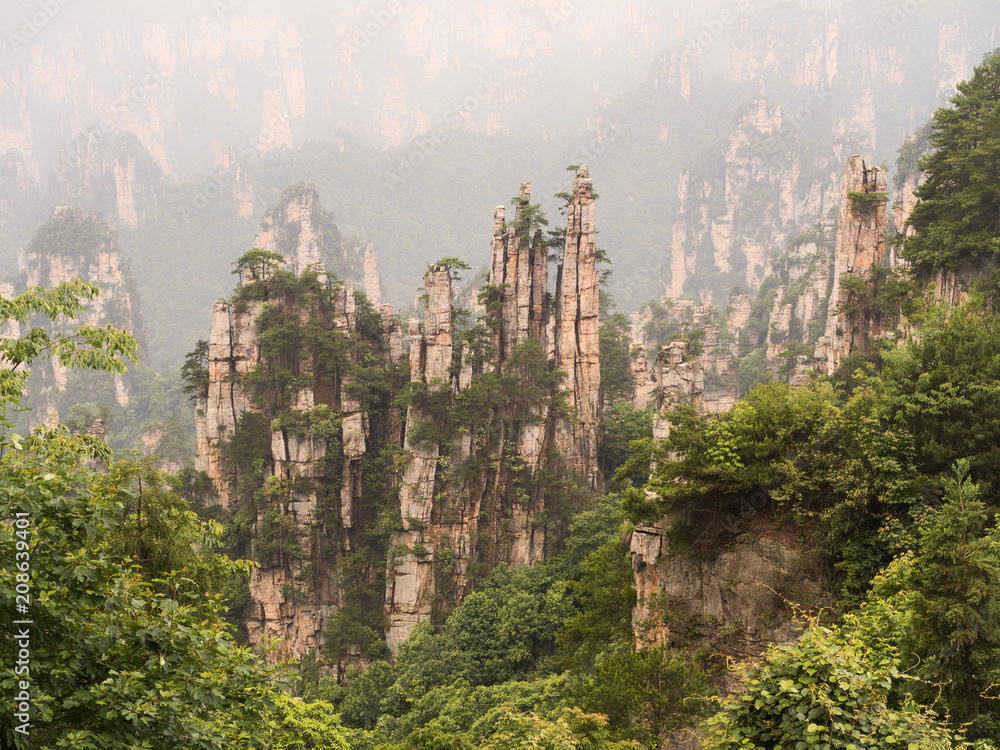 Tianzi Mountain column karst at Wulingyuan Scenic Area, Zhangjiajie National Forest Park, Hunan, China