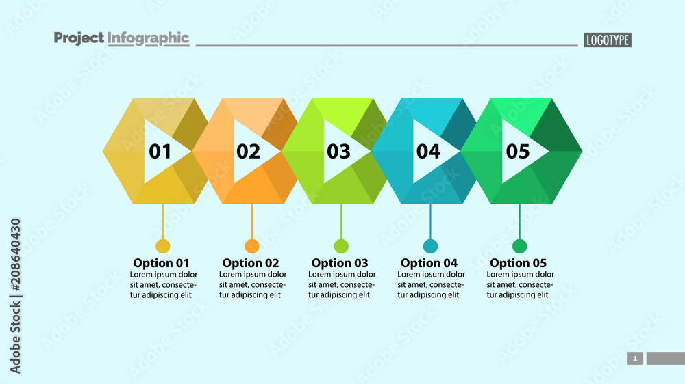 Five steps process chart slide template. Business data. Flow, diagram ...