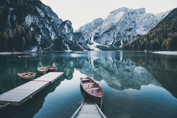 Leinwandbilder See Holzboot am Alpensee  © Nickolay Khoroshkov