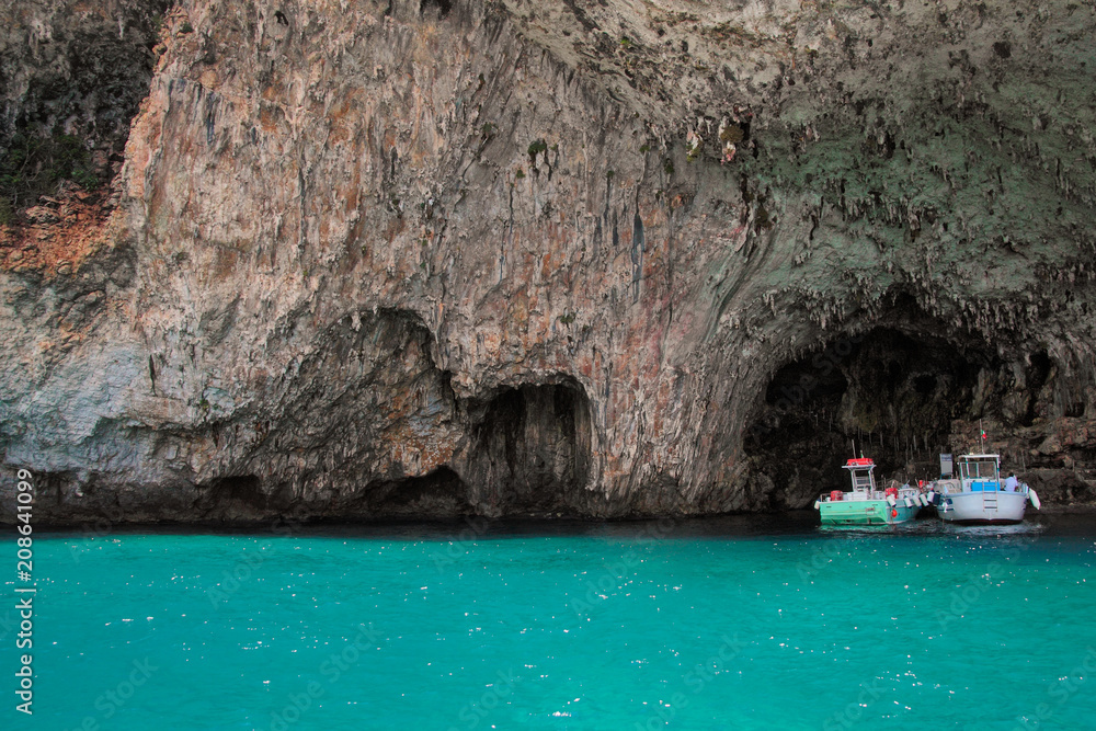 Marine caves of Zinzulusa along the Castro coast, Salento, Apulia, Italy