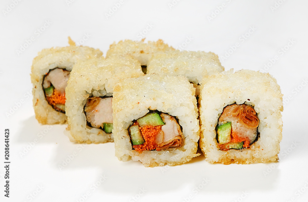 Warm rolls (tuna, masaga, omelet, cucumber, Tabajan sauce) Warm rolls (tuna, masaga, omelet, cucumber, Tabajan sauce)