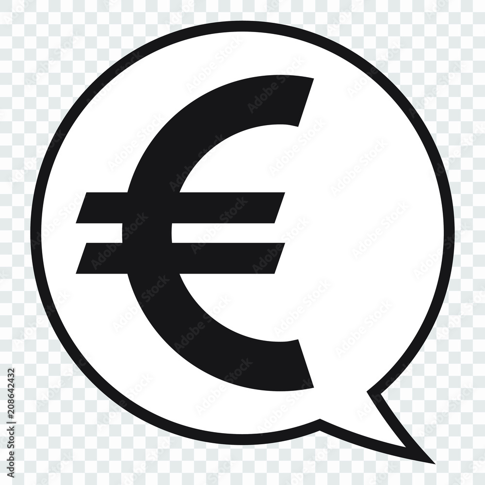 Euro symbol in speech bubble, vector icon Euro symbol in speech bubble, vector icon