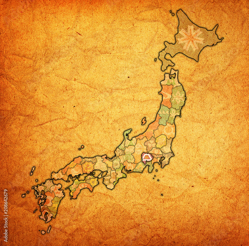 yamanashi prefecture on administration map of japan