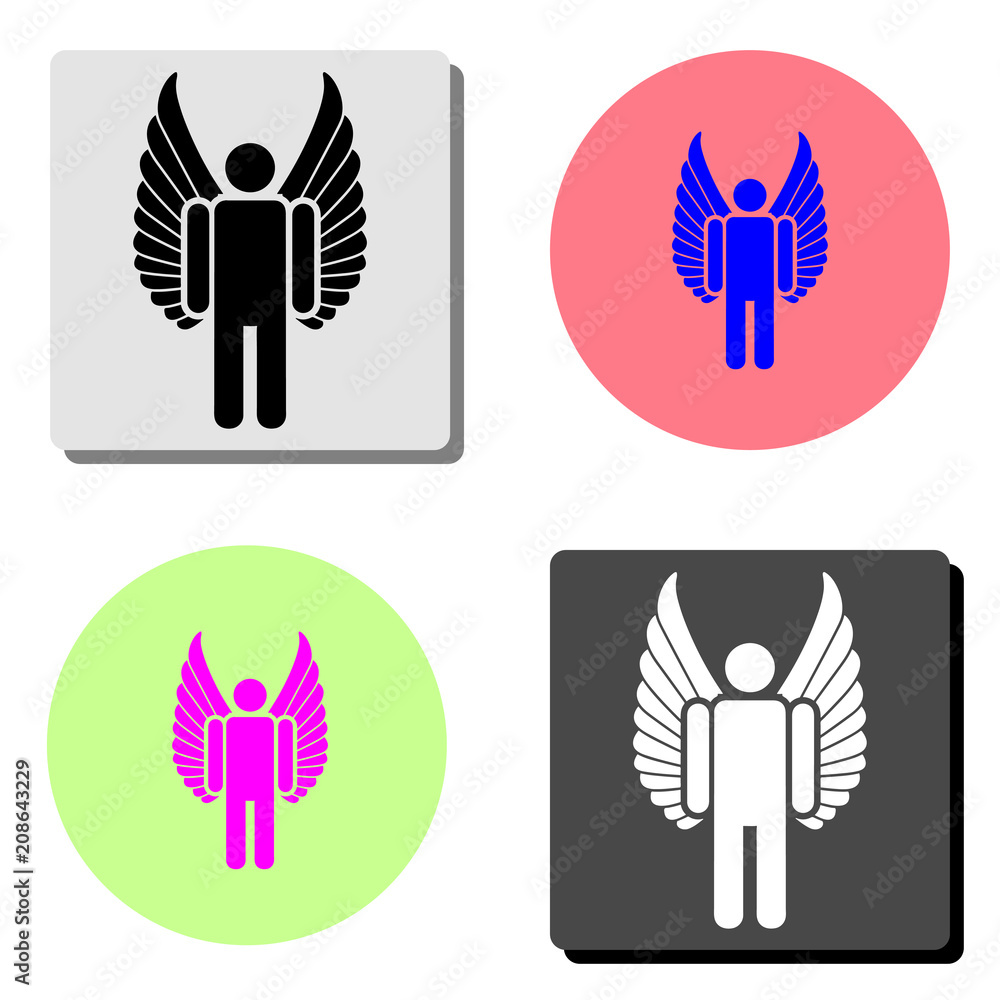 Angel. simple flat vector icon illustration on four different color backgrounds Angel. simple flat vector icon illustration on four different color backgrounds