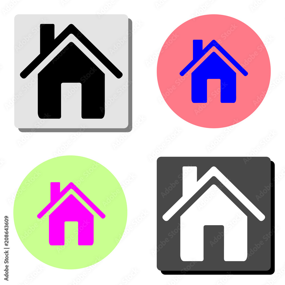 Home. simple flat vector icon illustration on four different color backgrounds Home. simple flat vector icon illustration on four different color backgrounds