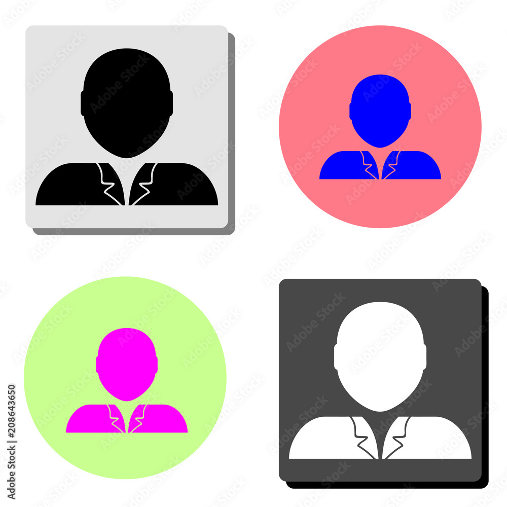 Person. simple flat vector icon illustration on four different color backgrounds Person. simple flat vector icon illustration on four different color backgrounds