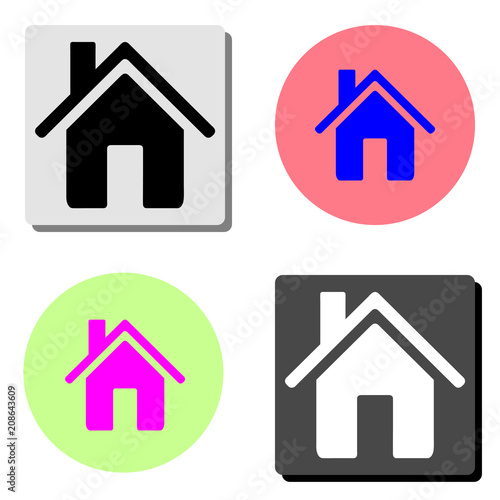 Home. simple flat vector icon illustration on four different color backgrounds