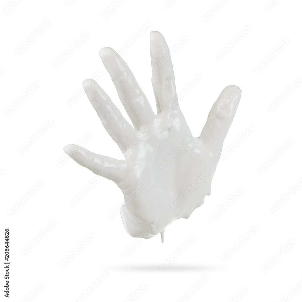 Obraz premium hand of death ghost, devil hand, demon skin, halloween theme, white background, stop gesture