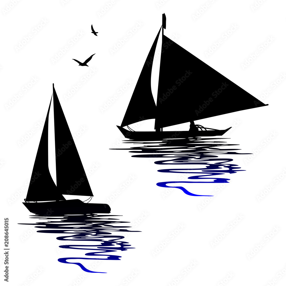 Fototapeta premium Boats silhouettes - vectors for designers