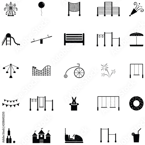 amusement park icon set
