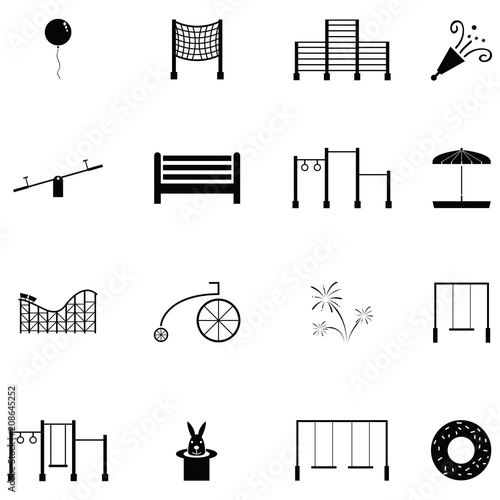 amusement park icon set