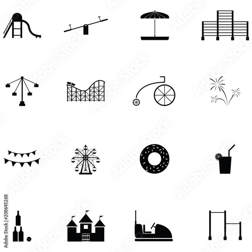 amusement park icon set