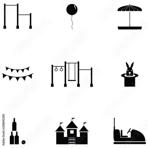 amusement park icon set