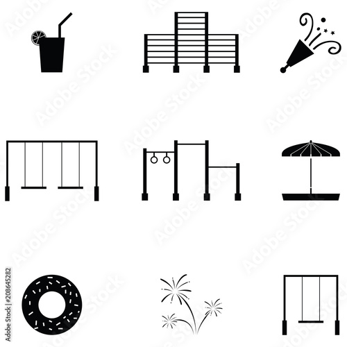amusement park icon set