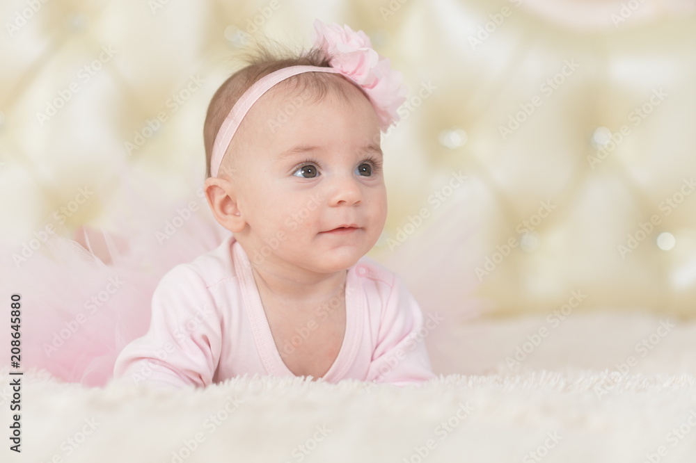 Cute charming girl in pink dress Cute charming girl in pink dress