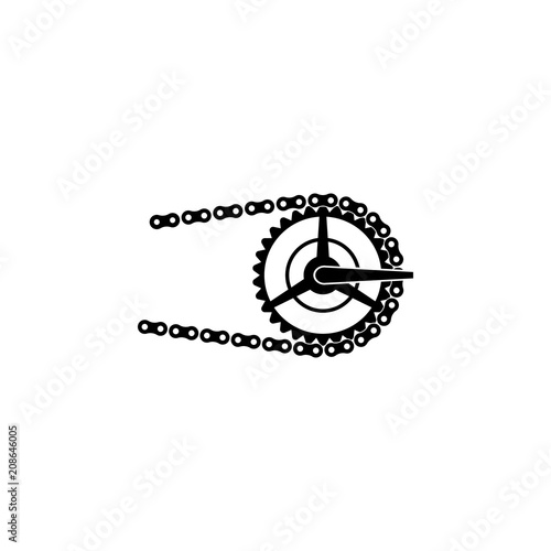 Bicycle bike sprocket wheel with chain isolated icon.