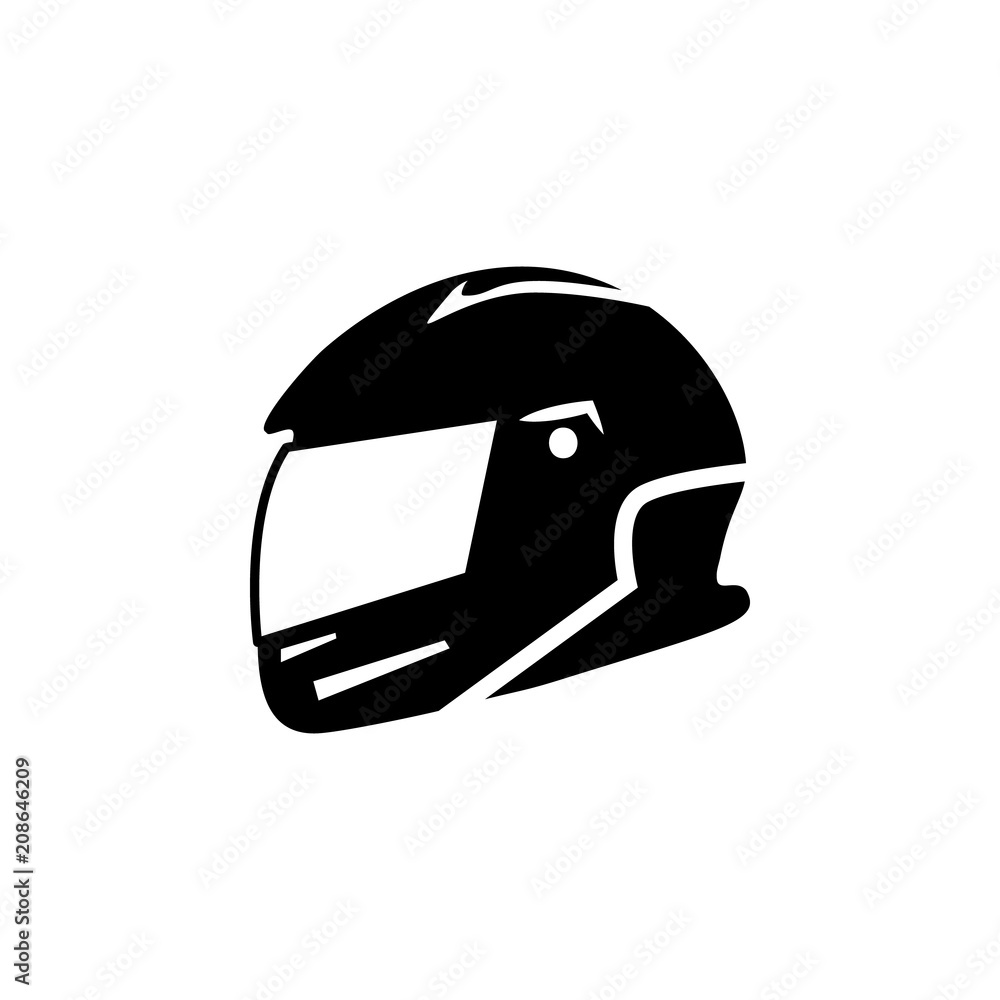 Motorcycle helmet. Racing helmet icon. Isolated vector illustration. Stock  Vector | Adobe Stock