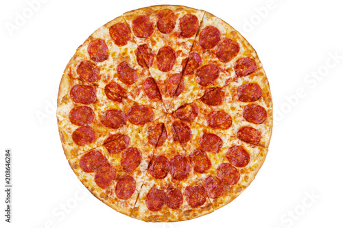 fresh italian classic original pepperoni pizza isolated on white background