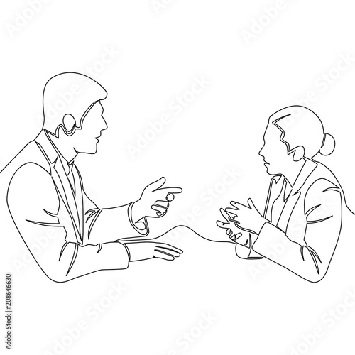 Man and woman discussion One line conversation