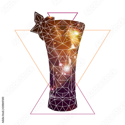 Abstract polygonal tirangle cocktail with open space background inside. photo