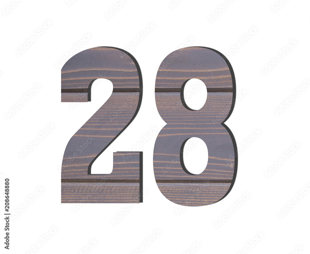 28 3d Number. Decorative brown wooden planks texture 28 3d Number. Decorative brown wooden planks texture