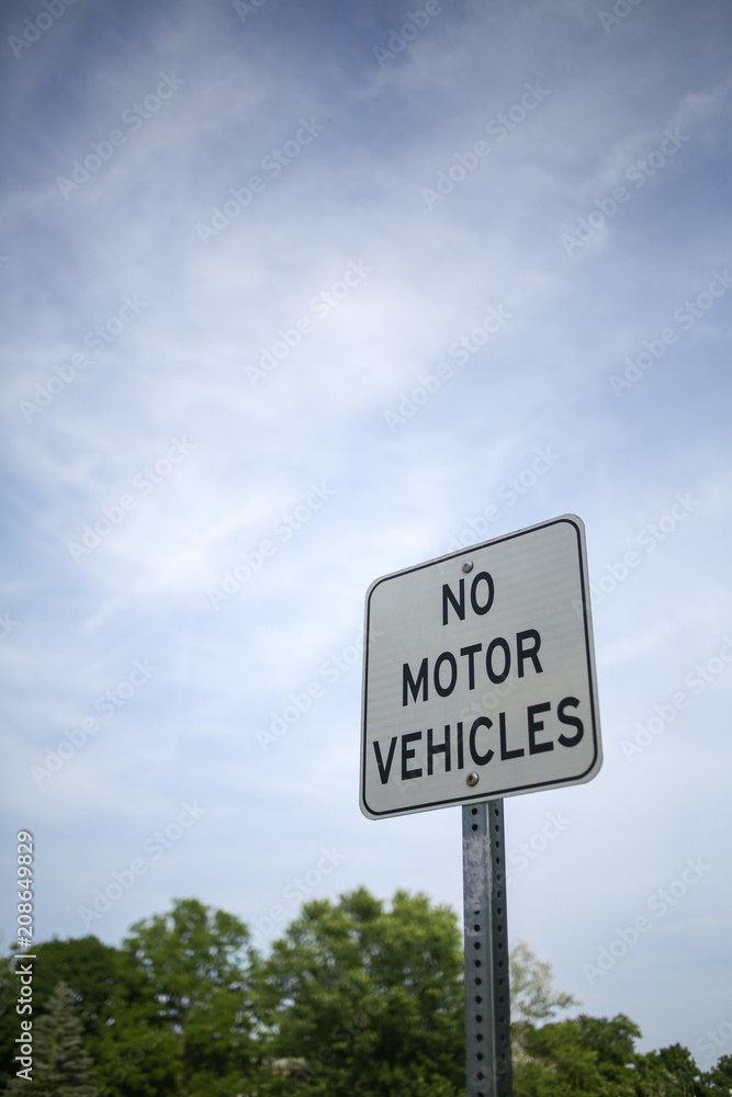 Isolated No Motor Vehicles Street Sign