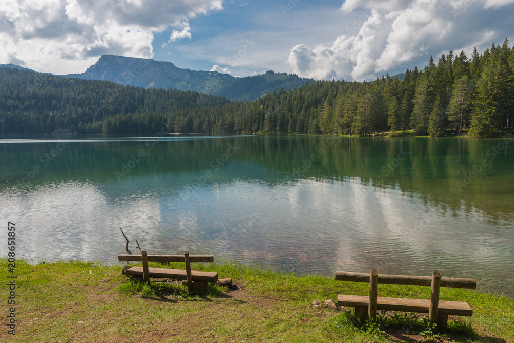 Natural landscape. Mountain lake, Black Lake, Durmitor National Park, Montenegro