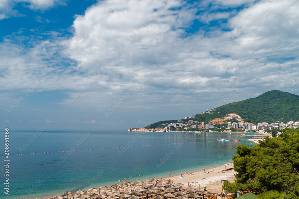Montenegro, Budva,  panoramic landscape of Budva riviera
