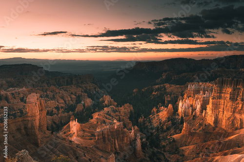 Scenic view of rock formations in Arizona at sunset time, USA
