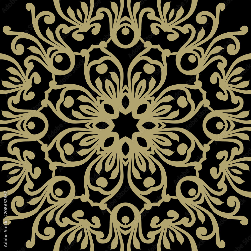 Vector baroque ornament in Victorian style. Ornate element for design. Lacy pattern on a black background