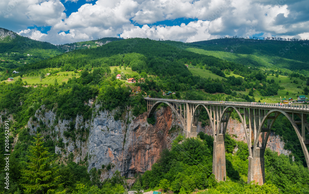 Panoramic view of the  Djurdjevic bridge above Tara river, Montenegro.