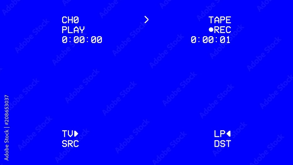 The blue blank screen of an old VHS player connected to a tv. Cool