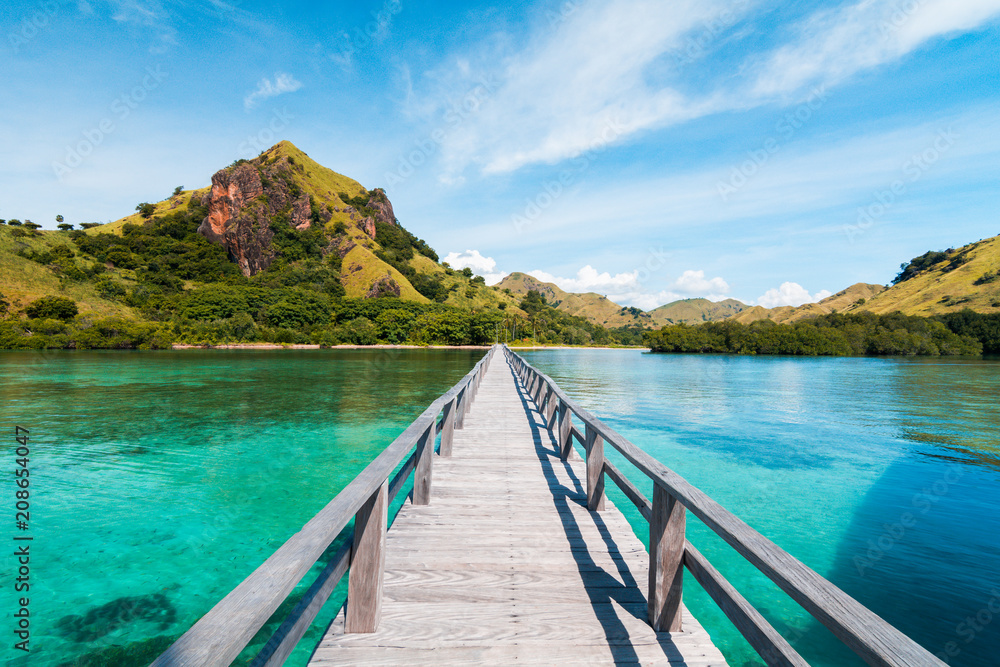 Marijite Bridge of the private island from Komodo Island (Komodo National Park), Labuan Bajo, Flores, Indonesia